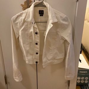 Armani Exchange White Cropped Jean Jacket